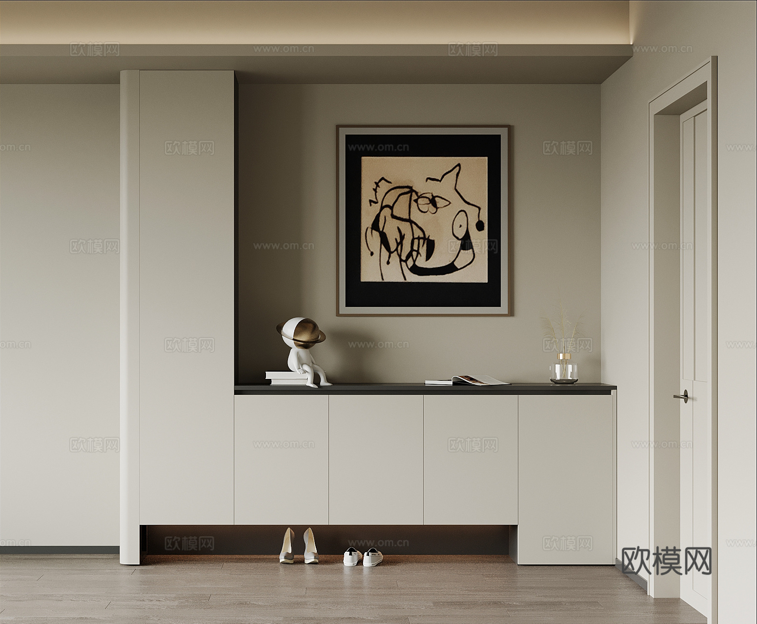 现代玄关柜 入户鞋柜su模型