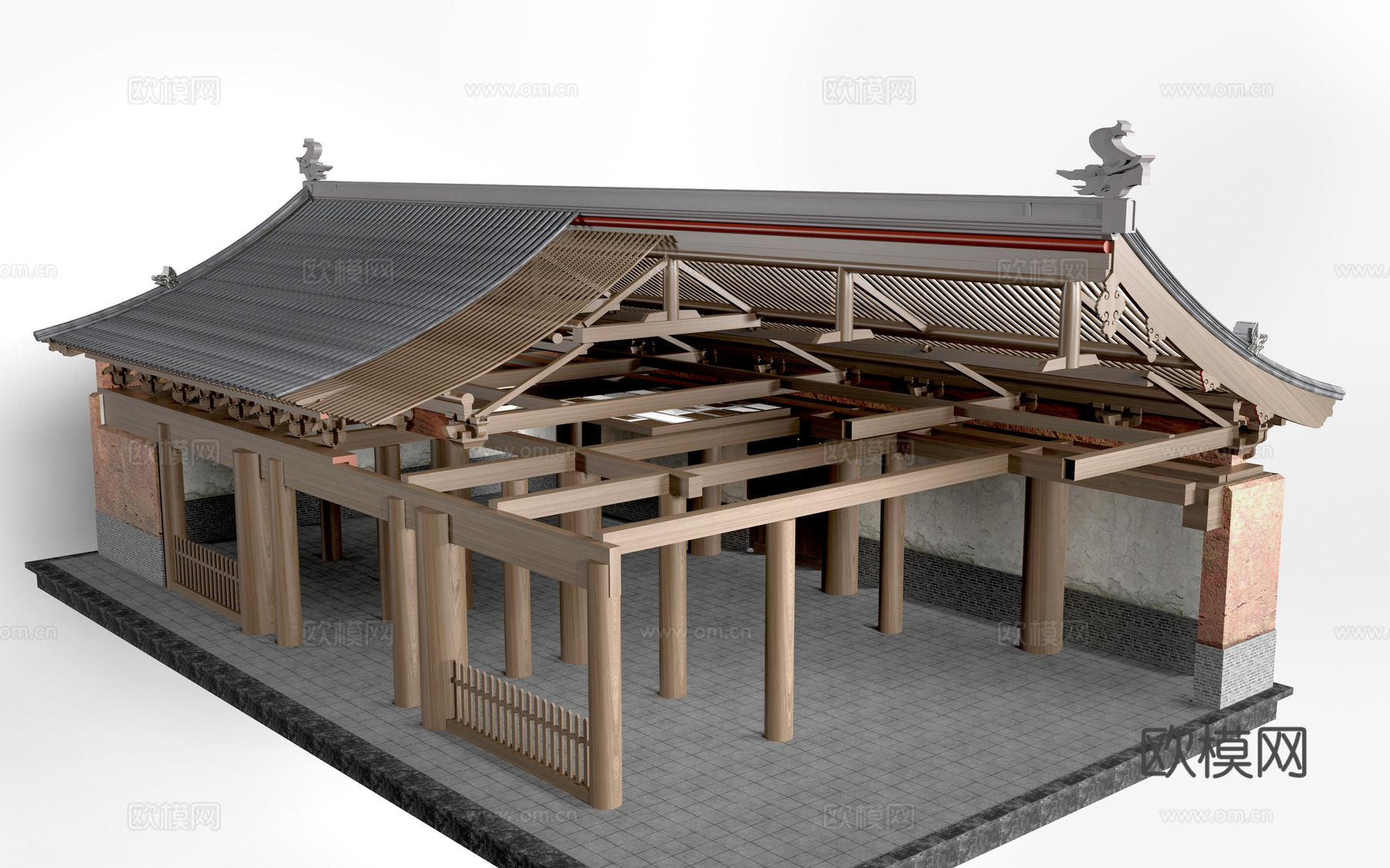 中式古建筑 古建筑构架 古建筑拆解 古建筑木框架su模型