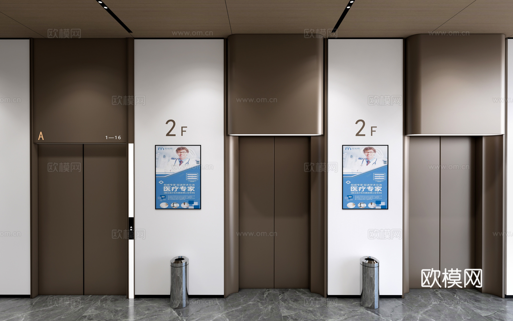 现代电梯厅 电梯门 电梯轿厢 升降电梯su模型