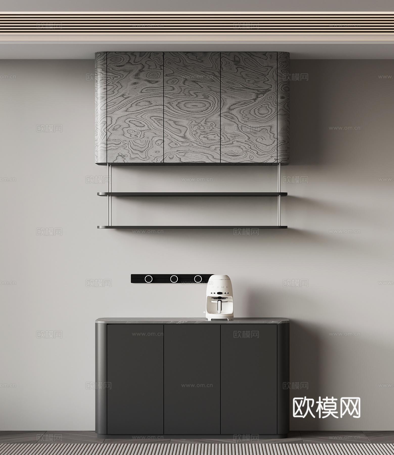 现代意式酒柜 边柜 备餐柜su模型