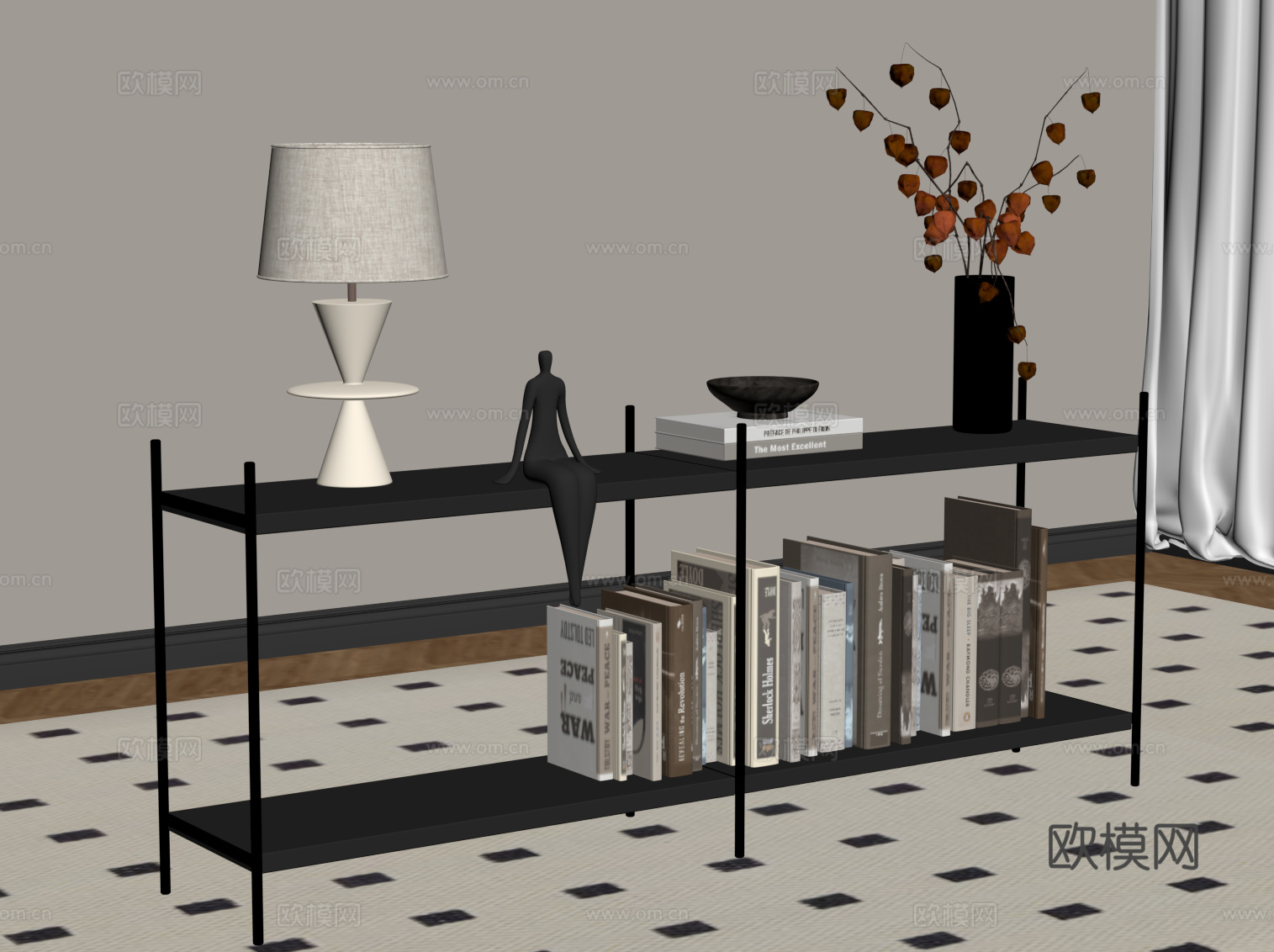 现代书架 置物架su模型