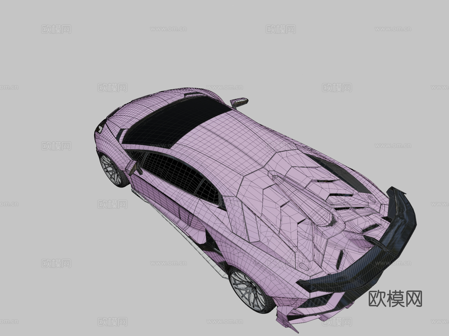壁纸7680x2160兰博基尼Aventador SVJ3d模型下载（渲染图2）