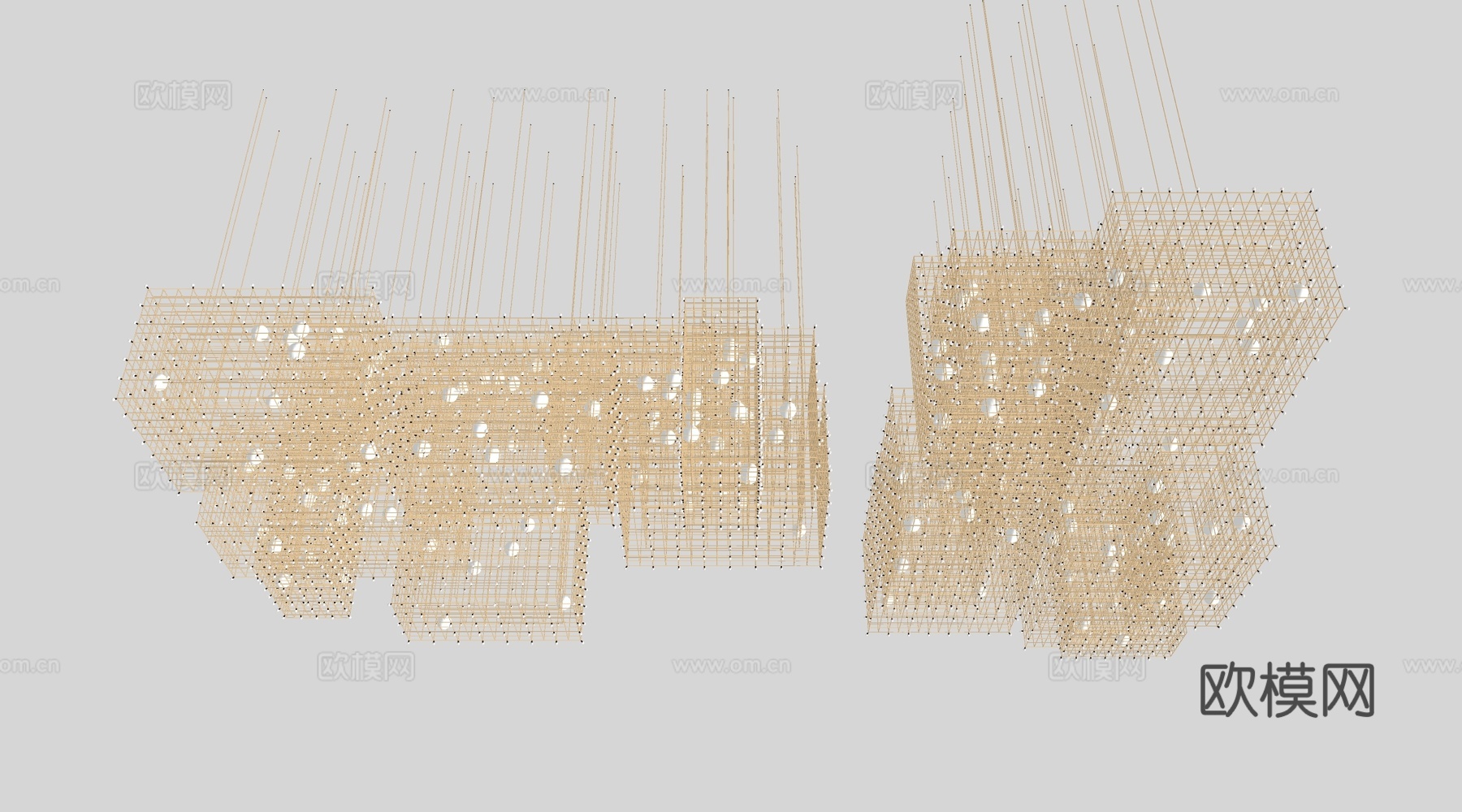 新中式吊灯 铁艺吊灯 工装吊灯su模型