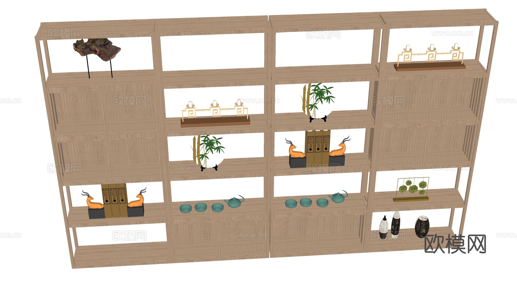 新中式博古架 装饰架 置物架 陈列架su模型