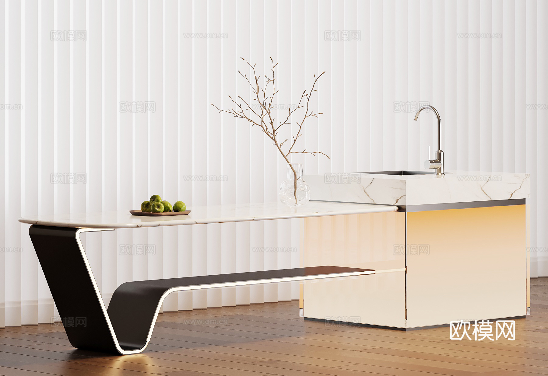 现代意式岛台su模型