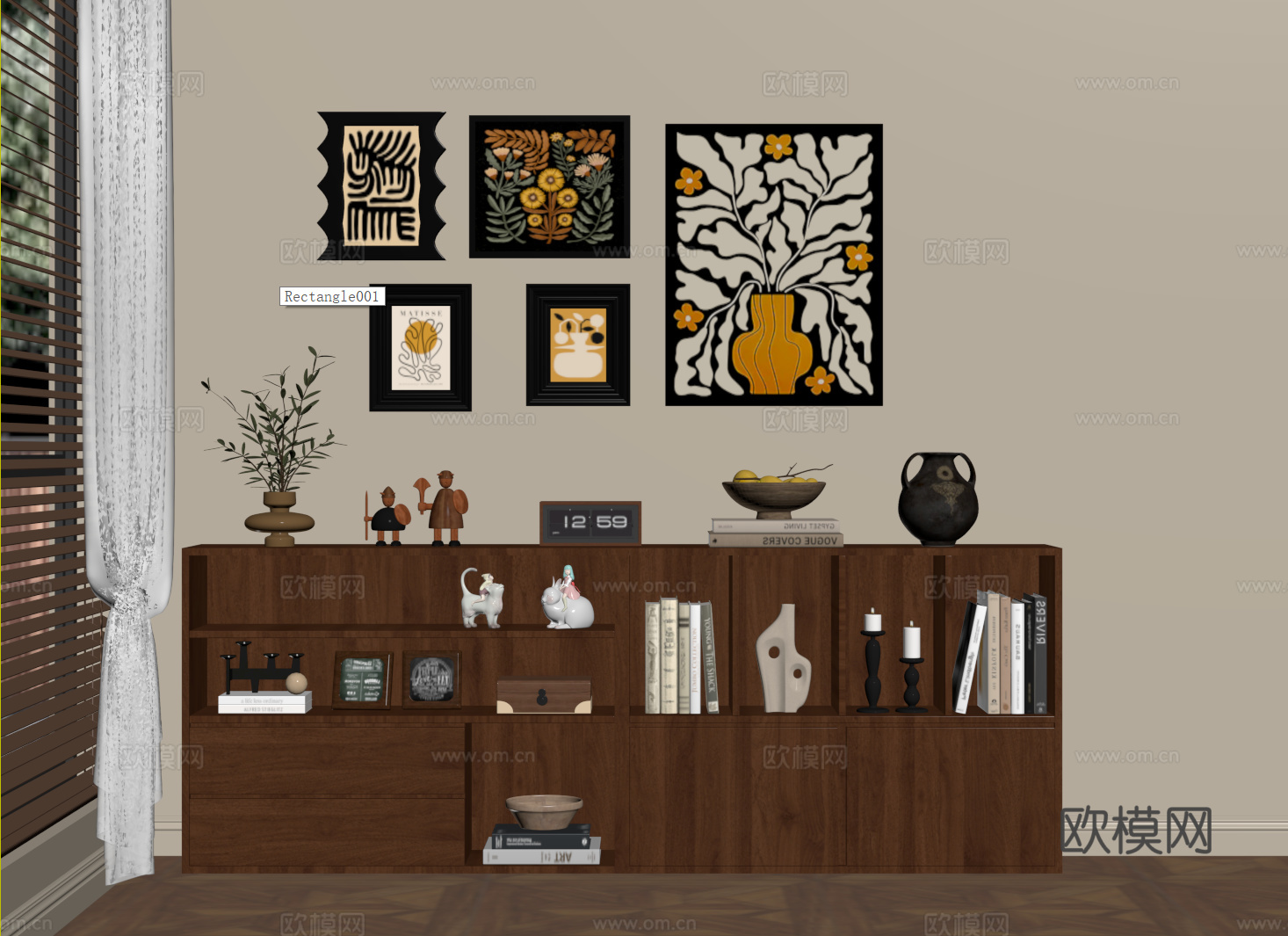 中古置物柜架 收纳柜 书柜 储物柜su模型