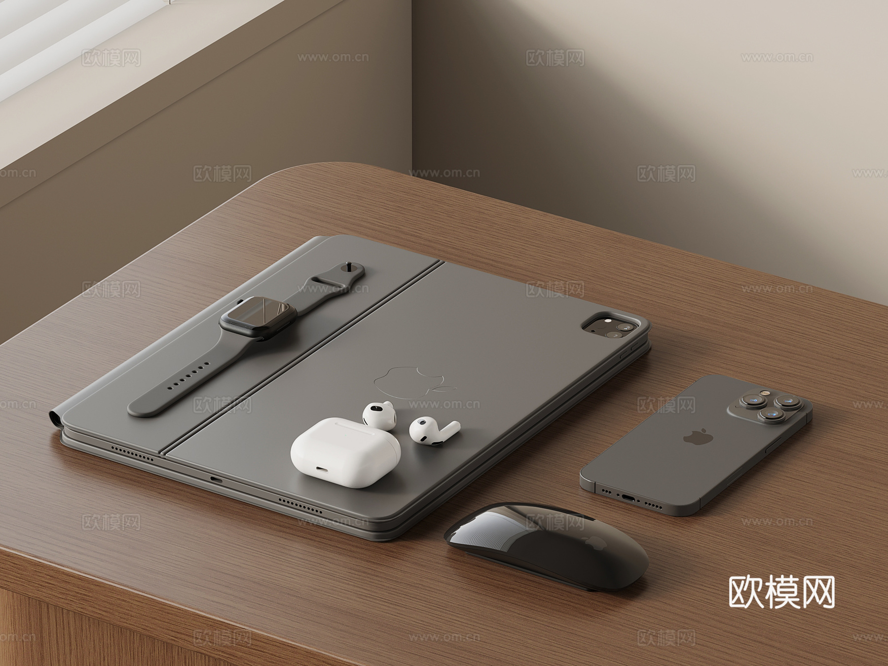 现代摆件 电器 手机平板 手表su模型