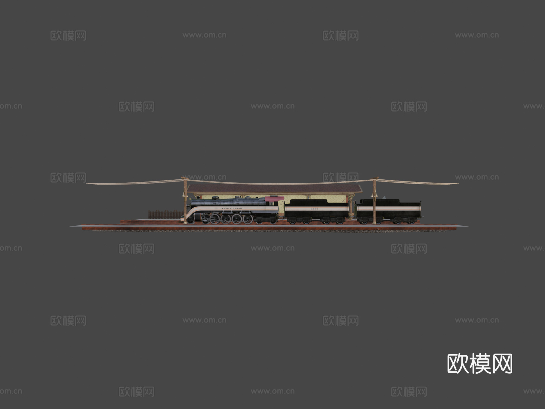 蒸汽机车3d模型下载（渲染图6）