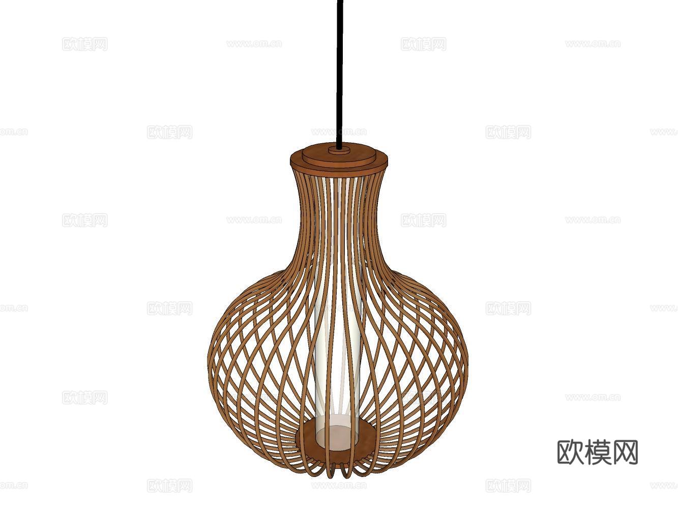 木笼吊灯su模型