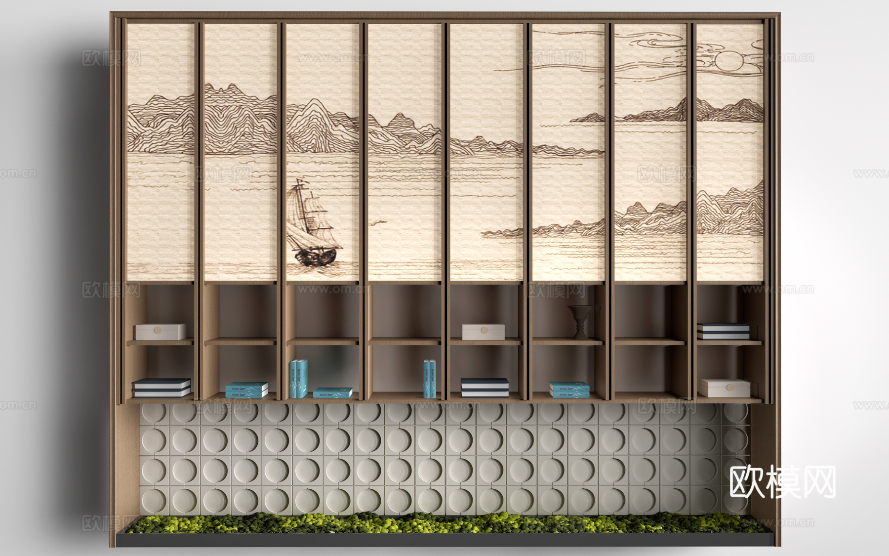 新中式博古架 装饰架 置物架 陈列架su模型