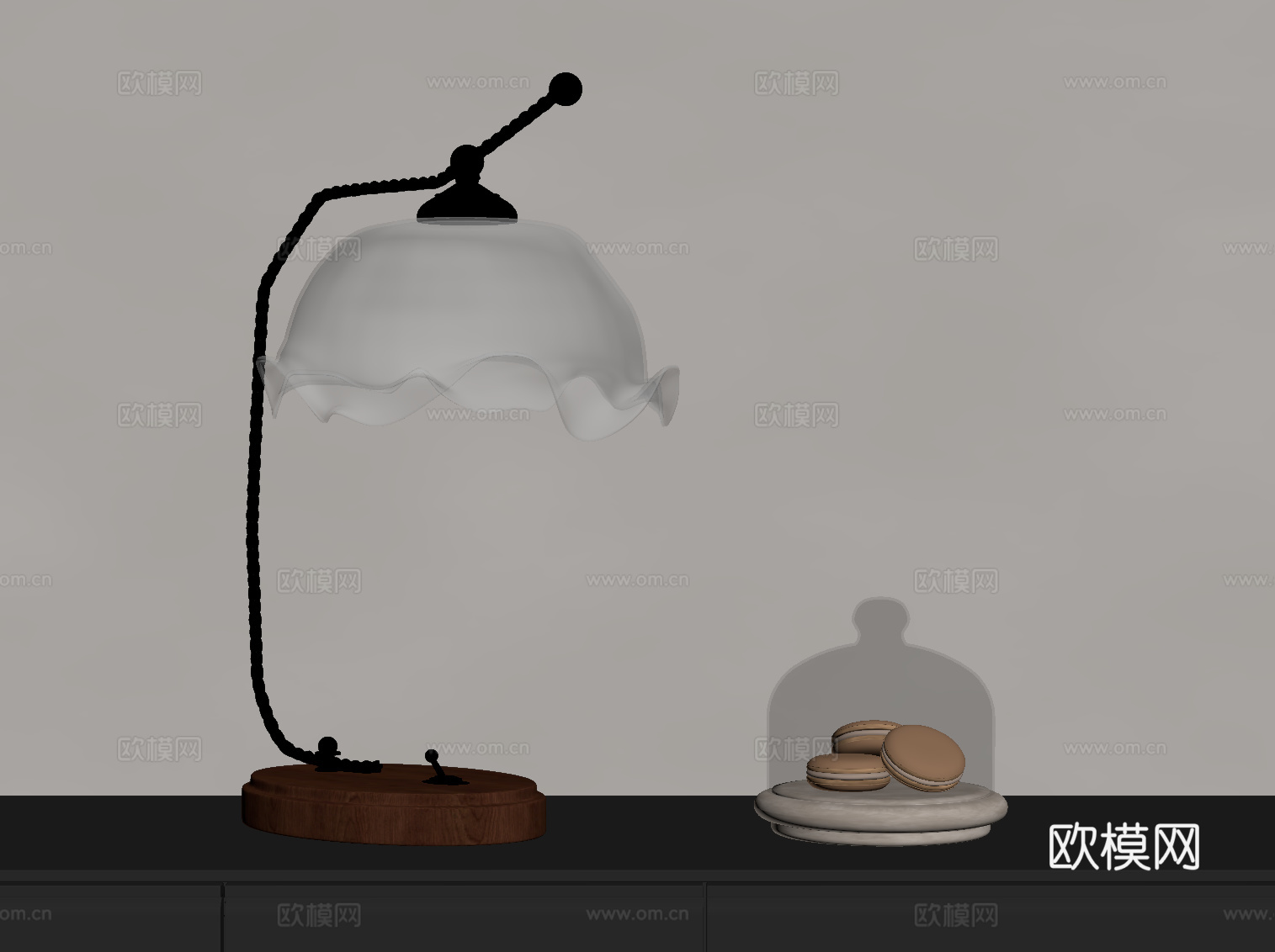 法式复古台灯su模型