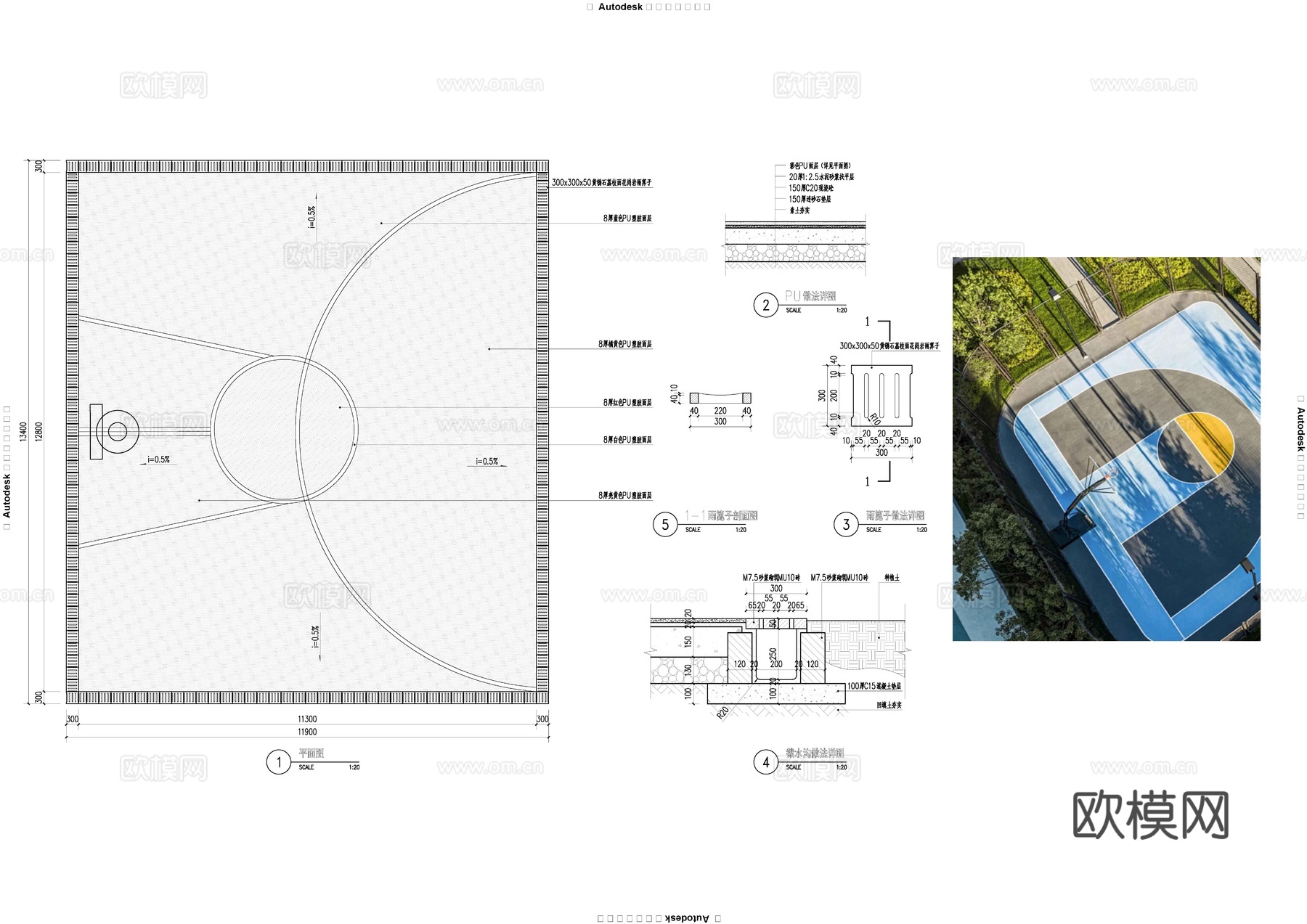 篮球场cad施工图