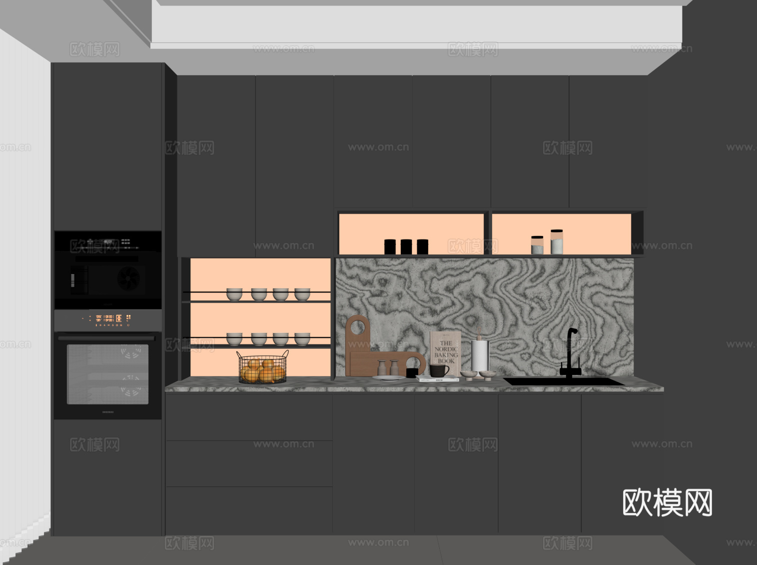 现代意式餐边柜su模型