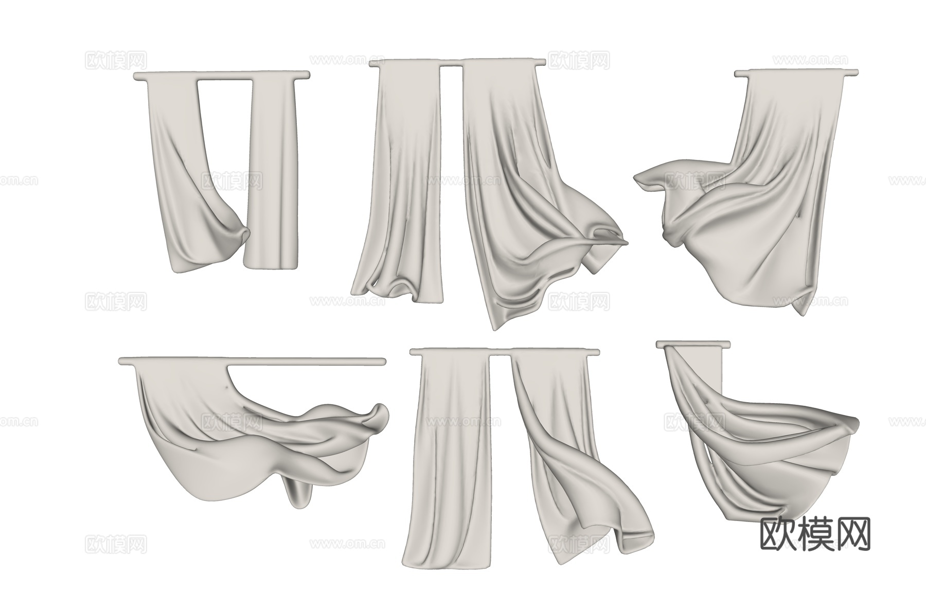 窗帘 飘逸窗帘 飘动的窗帘 现代窗帘 风吹窗帘 布帘su模型
