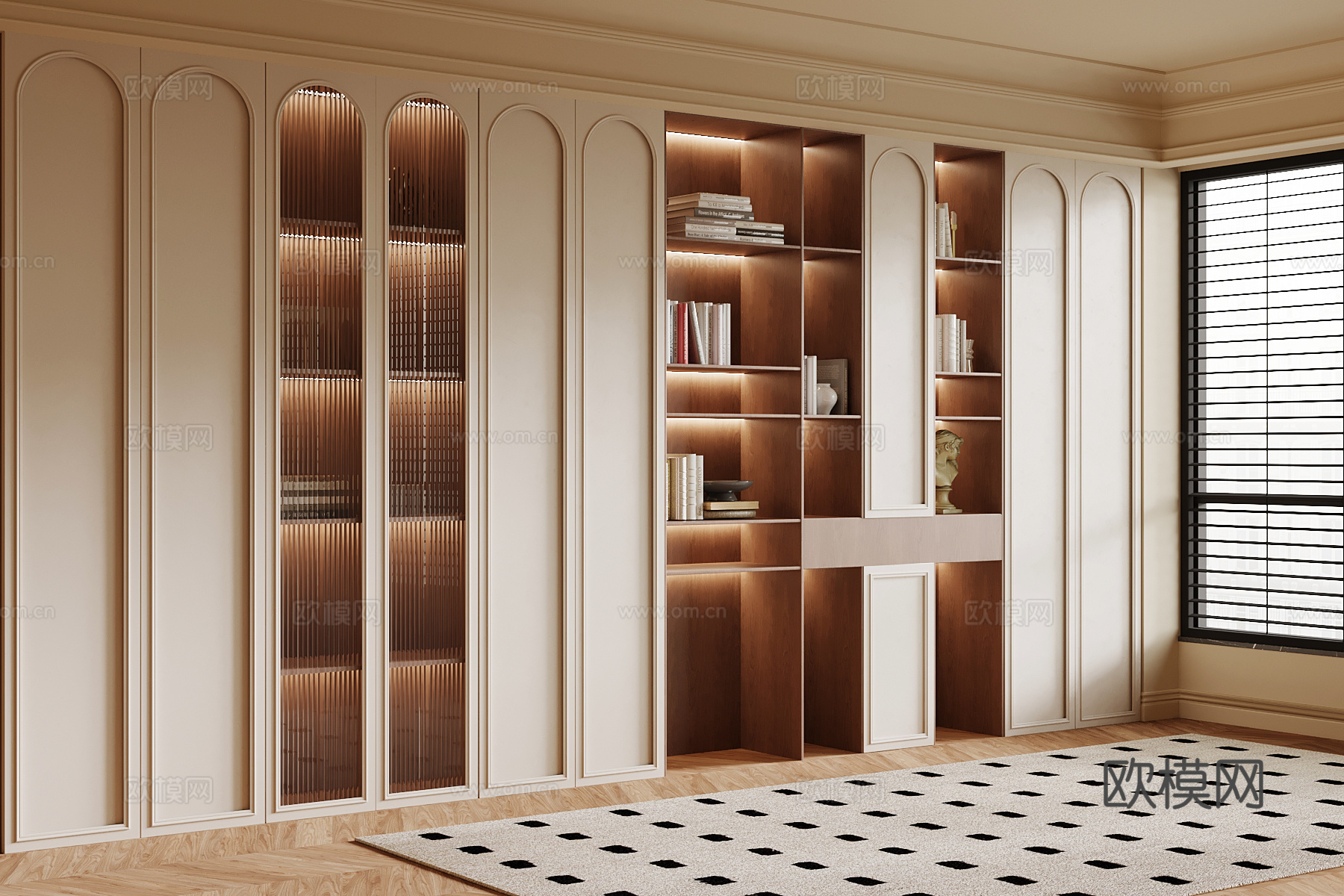 中古风书柜 置物柜su模型