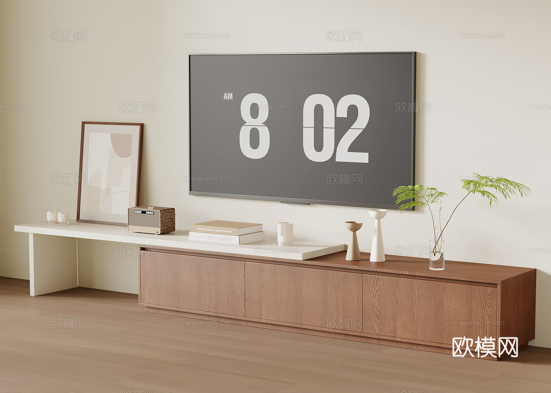 侘寂中古风电视柜 边柜su模型