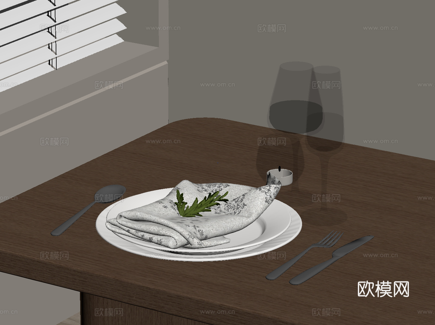 现代餐具su模型