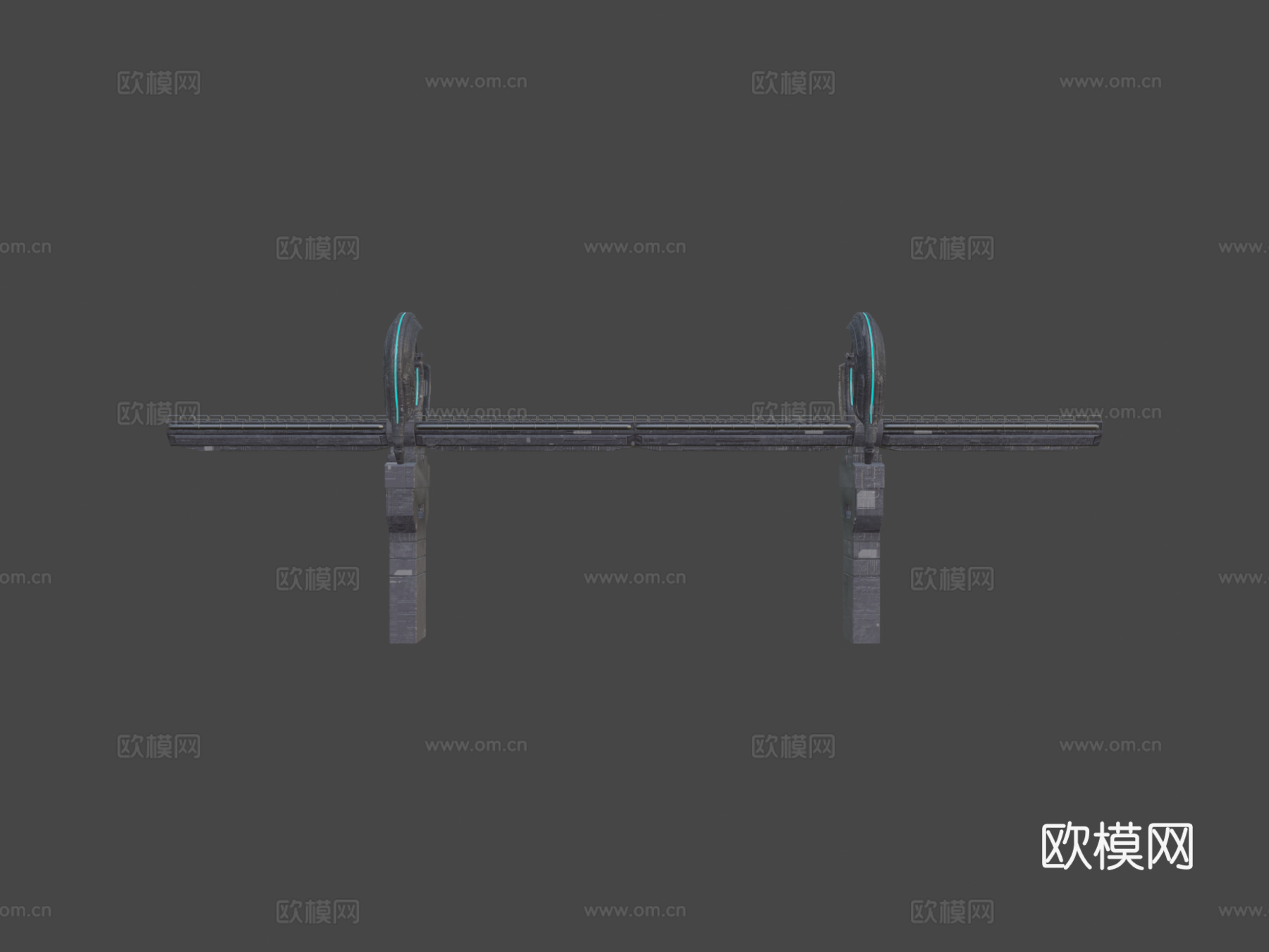 科幻有轨电车火车桥3d模型下载（渲染图6）