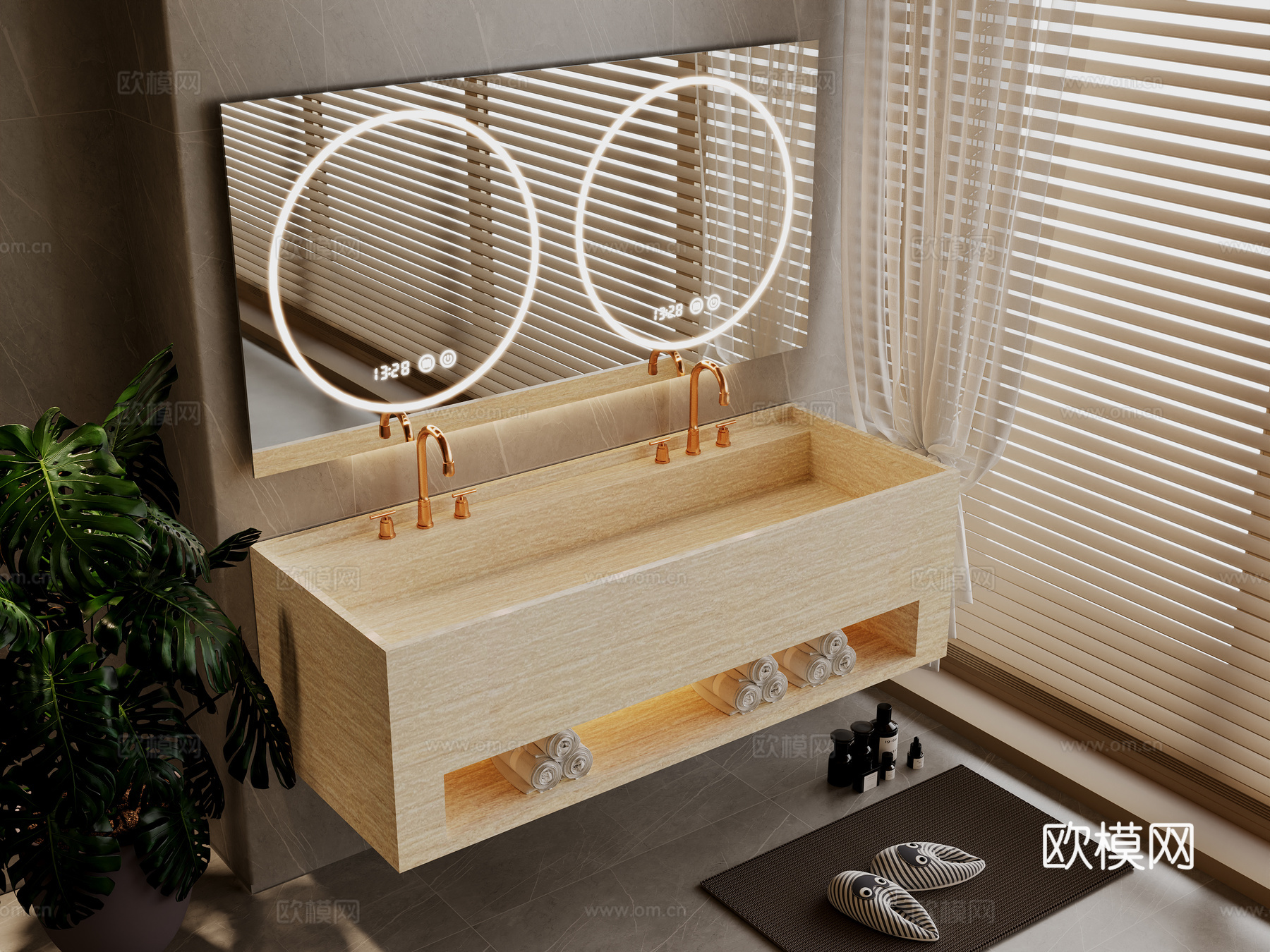 现代洗手盆 双人洗手台 卫浴用品3d模型下载