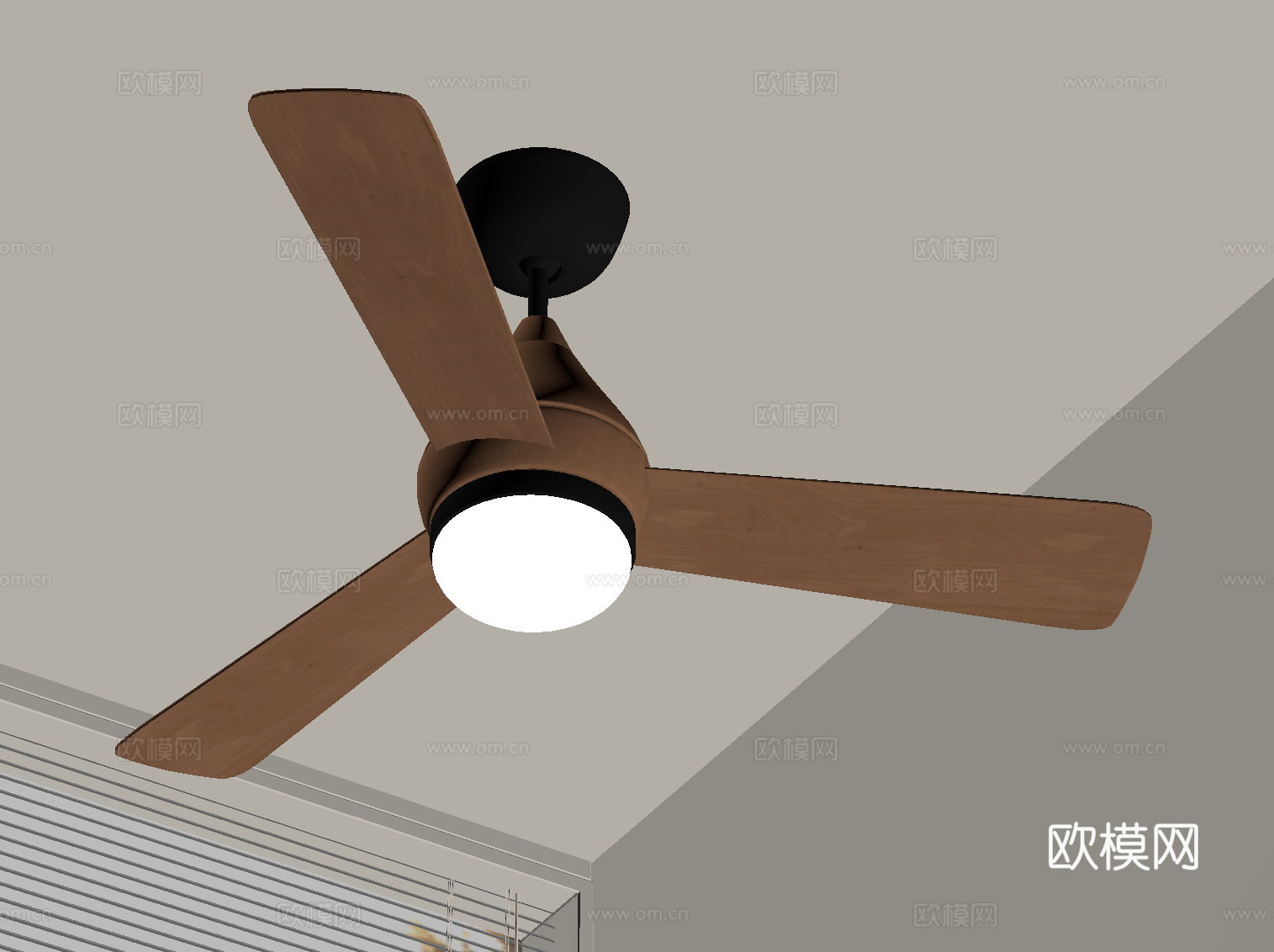 现代风扇灯 吊灯su模型