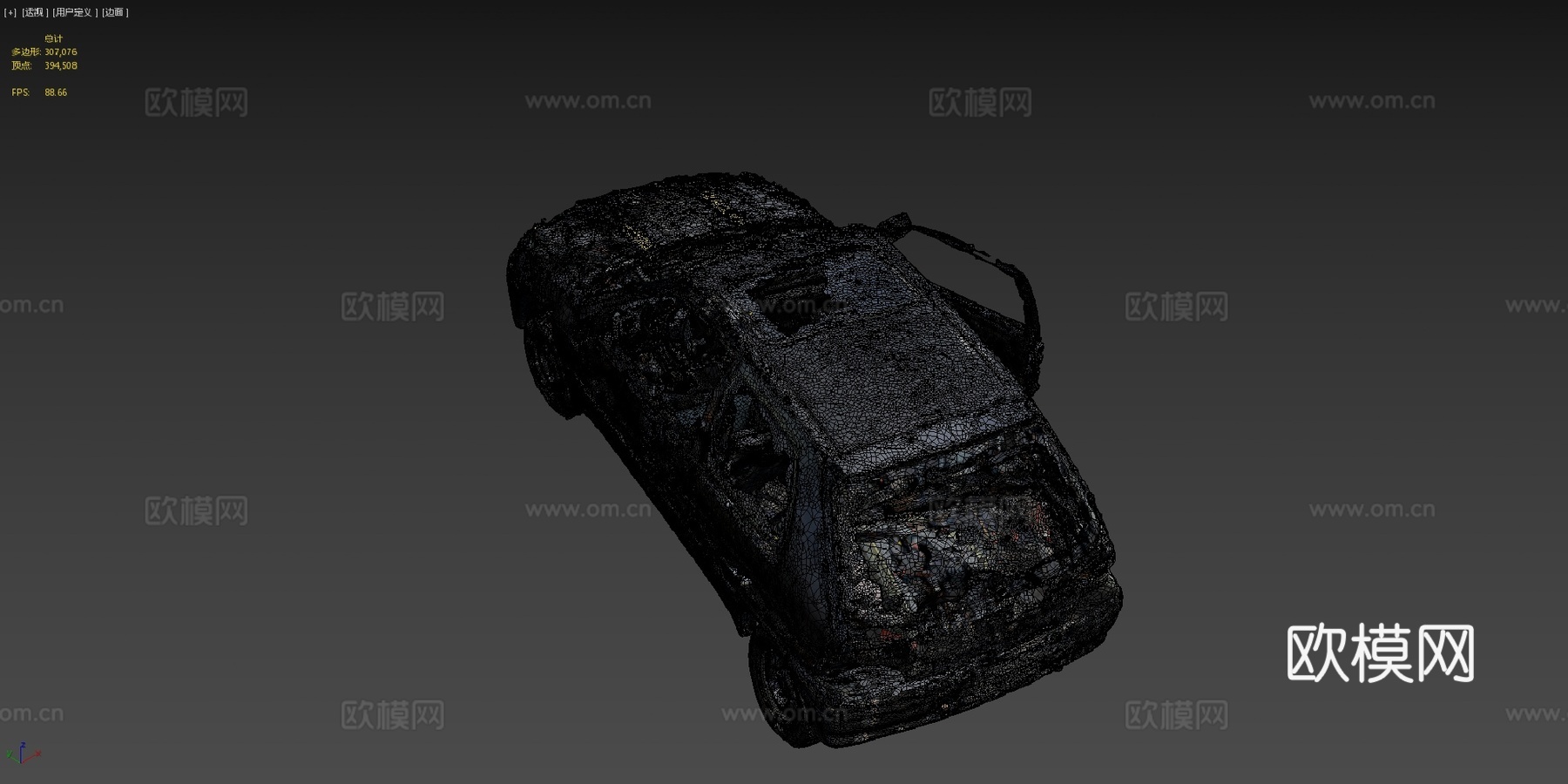 黑色汽车残骸3d模型下载（渲染图4）