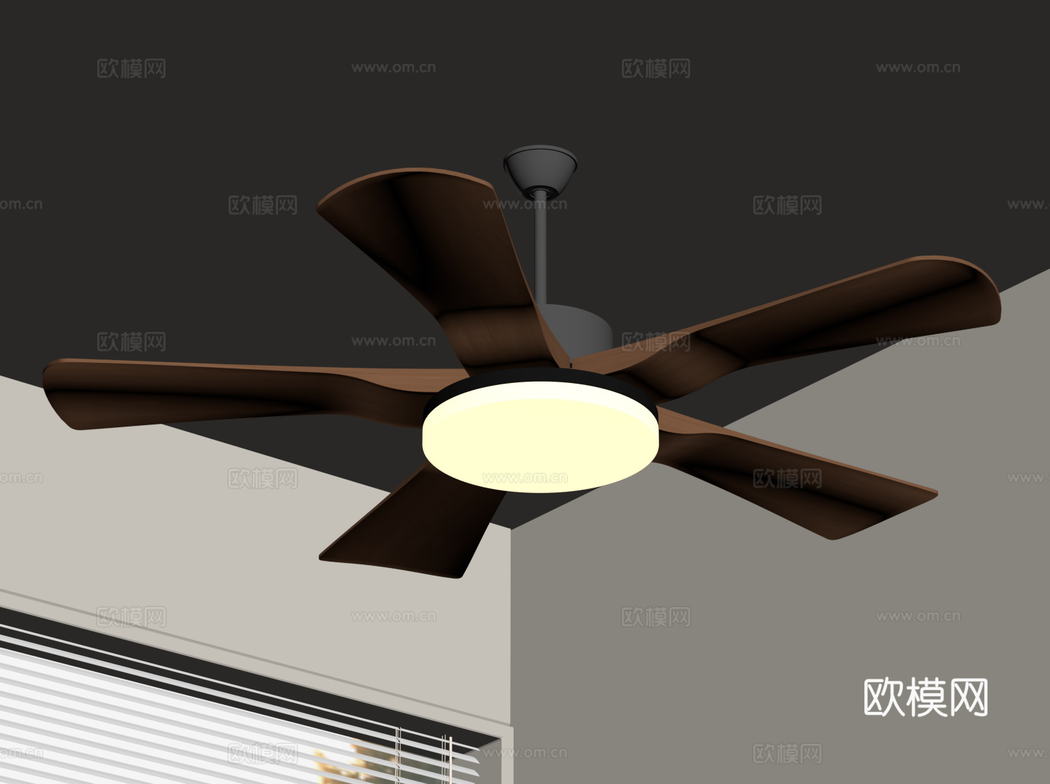 现代风扇灯 吊灯su模型