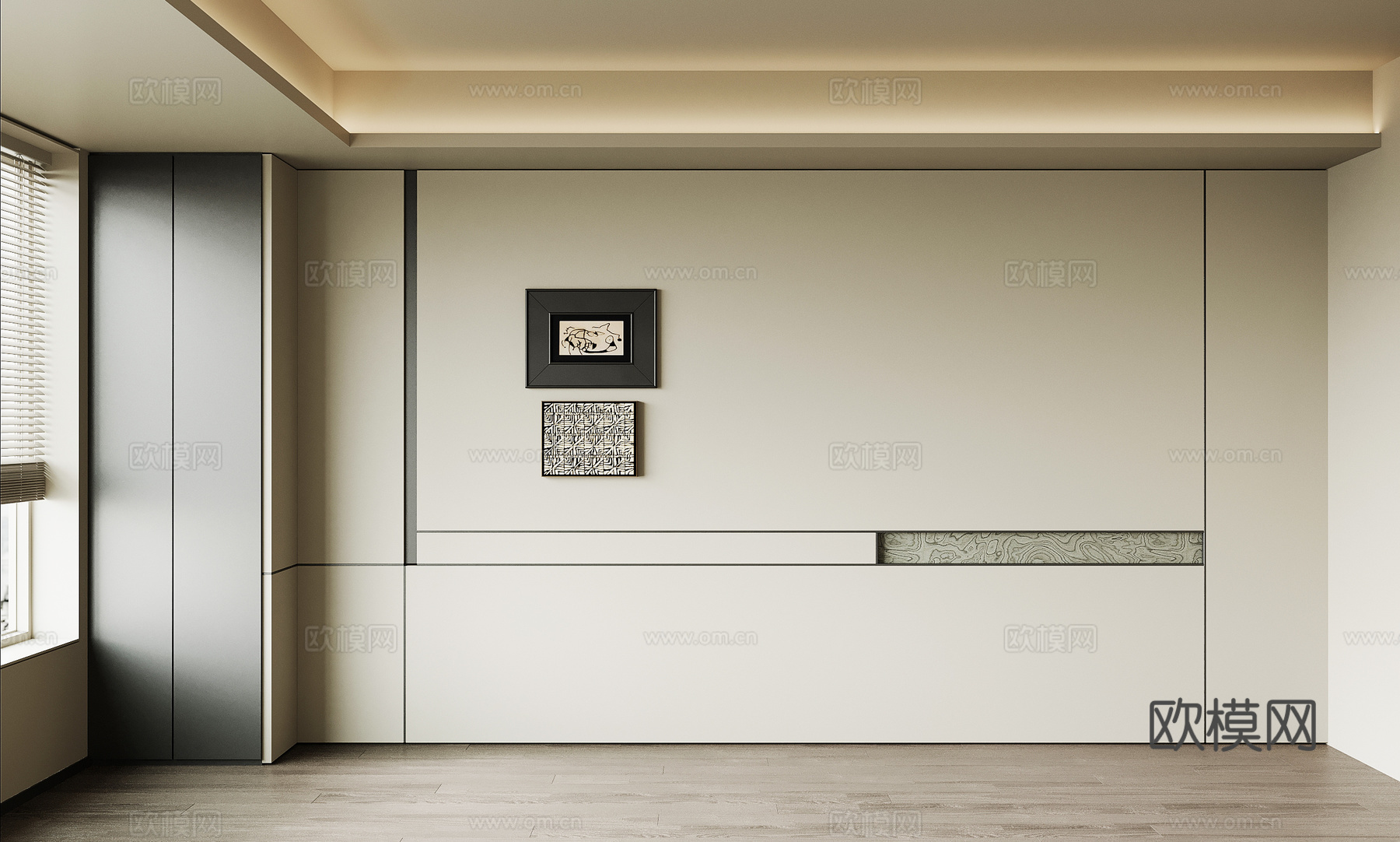 现代意式背景墙 沙发背景墙su模型