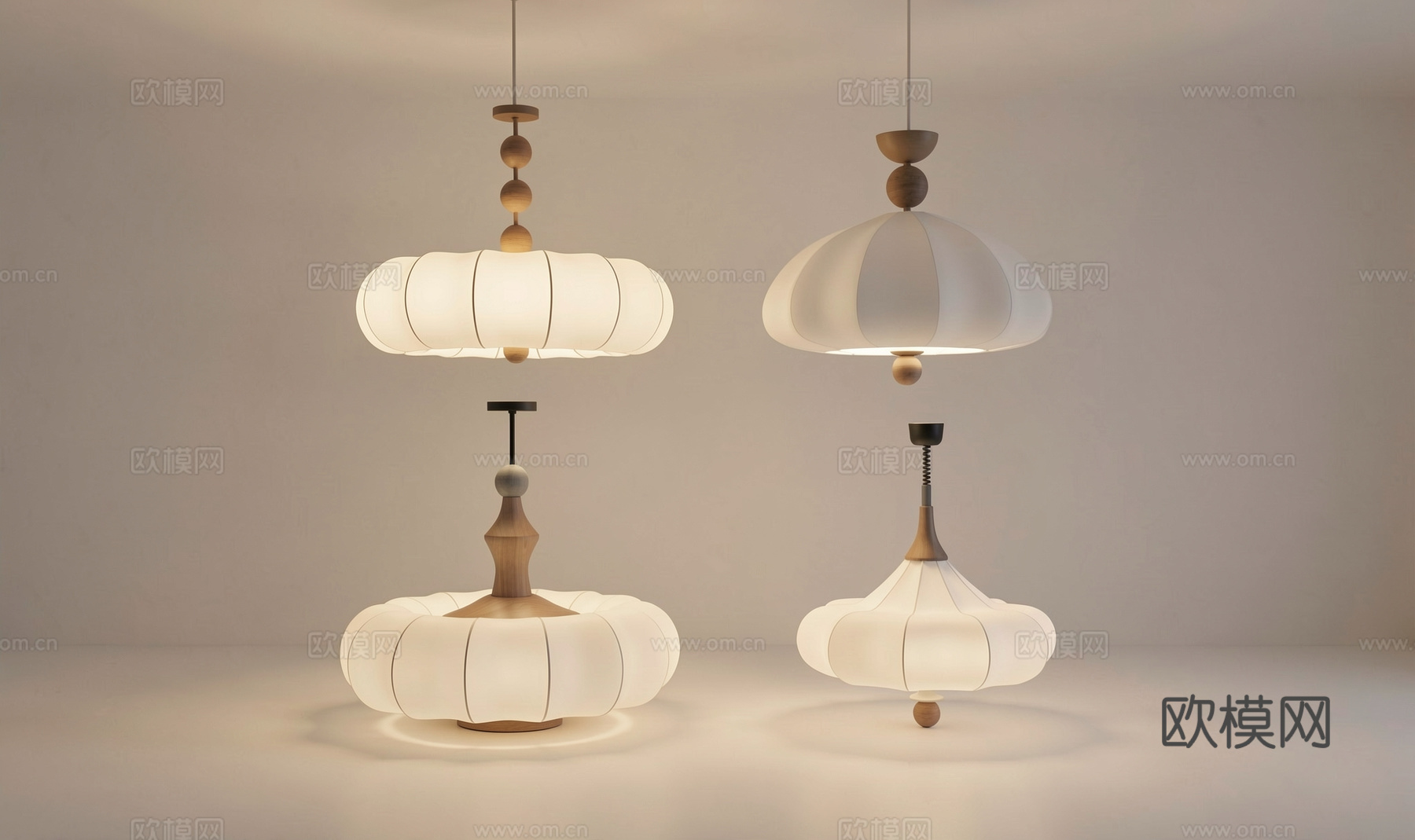 中古吊灯 中古风吊灯  中式侘寂吊灯su模型