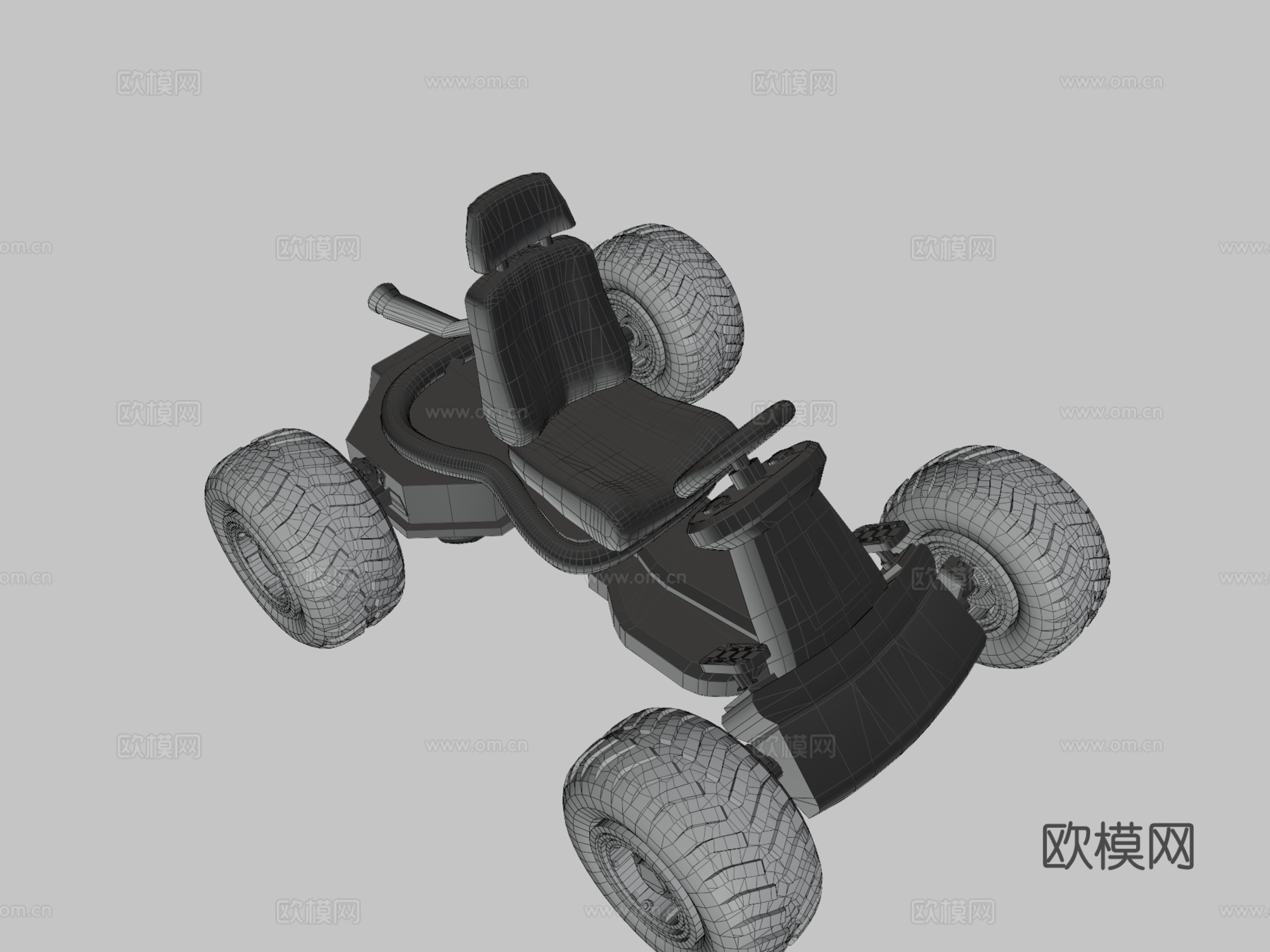 风格化 卡丁车 蓝色3d模型下载（渲染图3）