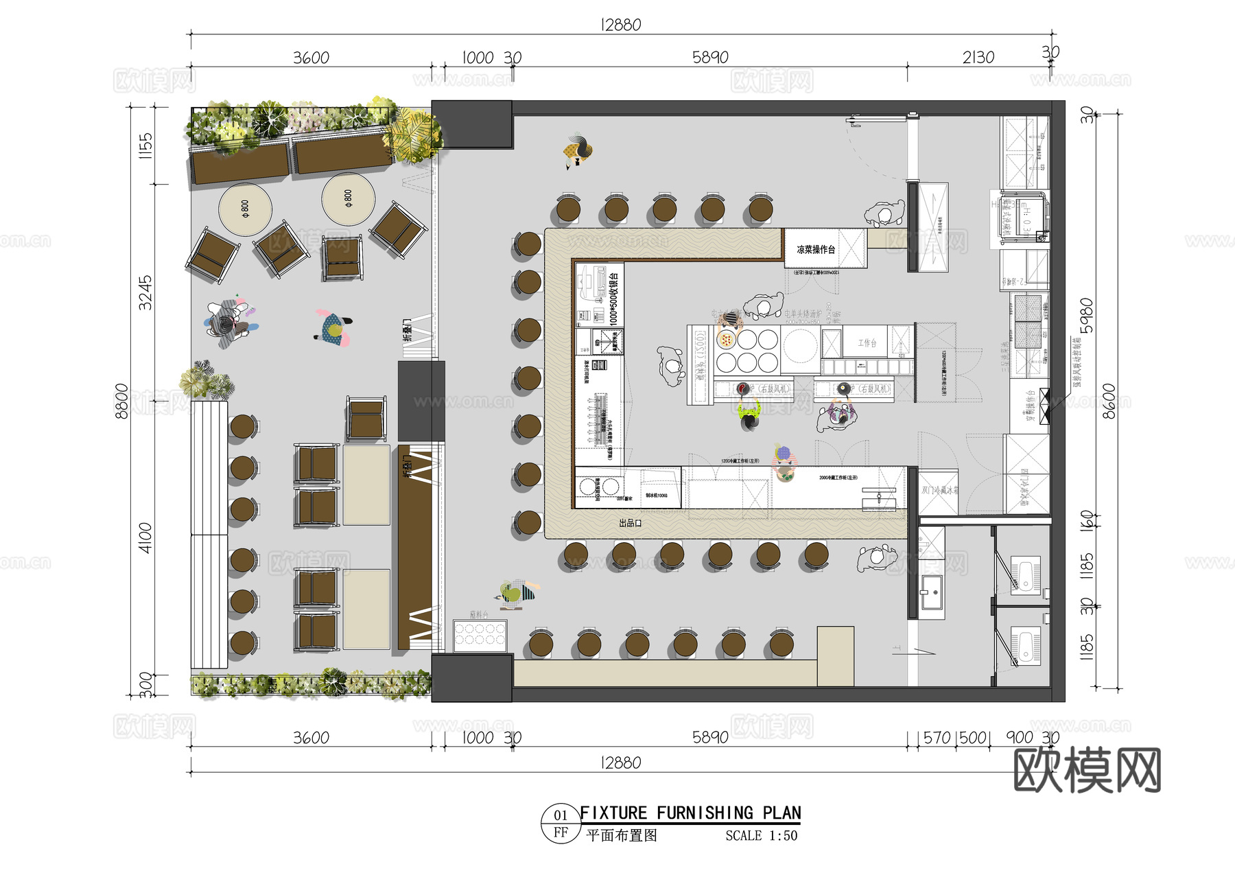 板前料理板前烧烤日韩料理日式料理平面布置图cad施工图