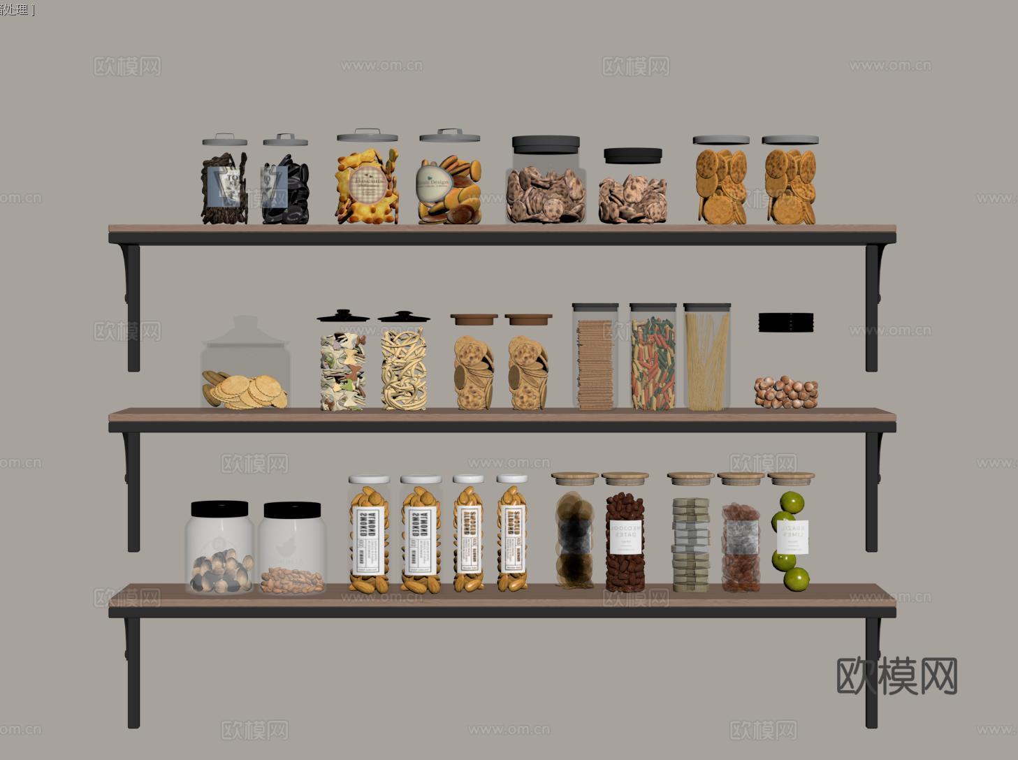现代食物 厨房用品 饼干 坚果 干果su模型su模型