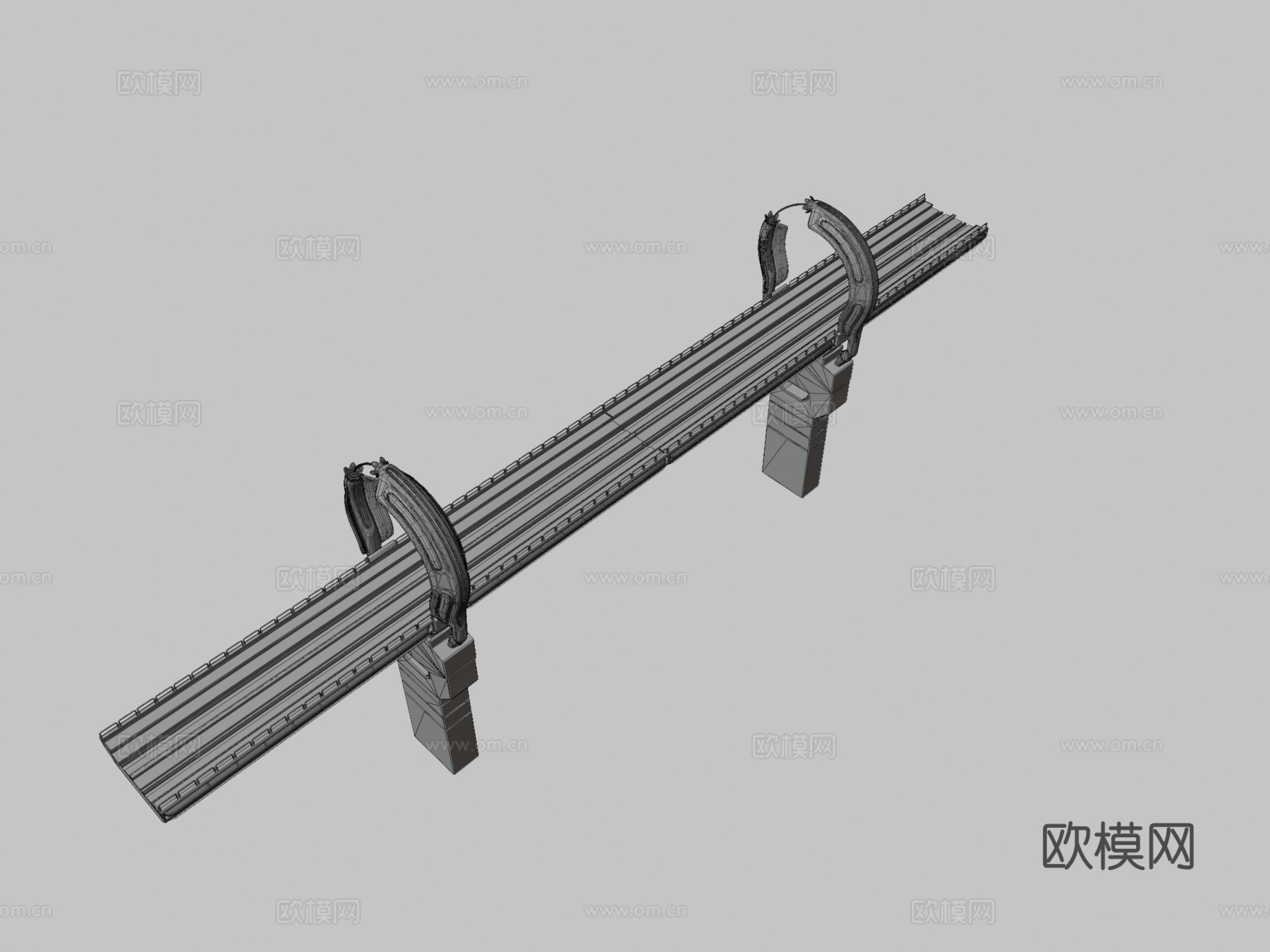 科幻有轨电车火车桥3d模型下载（渲染图3）