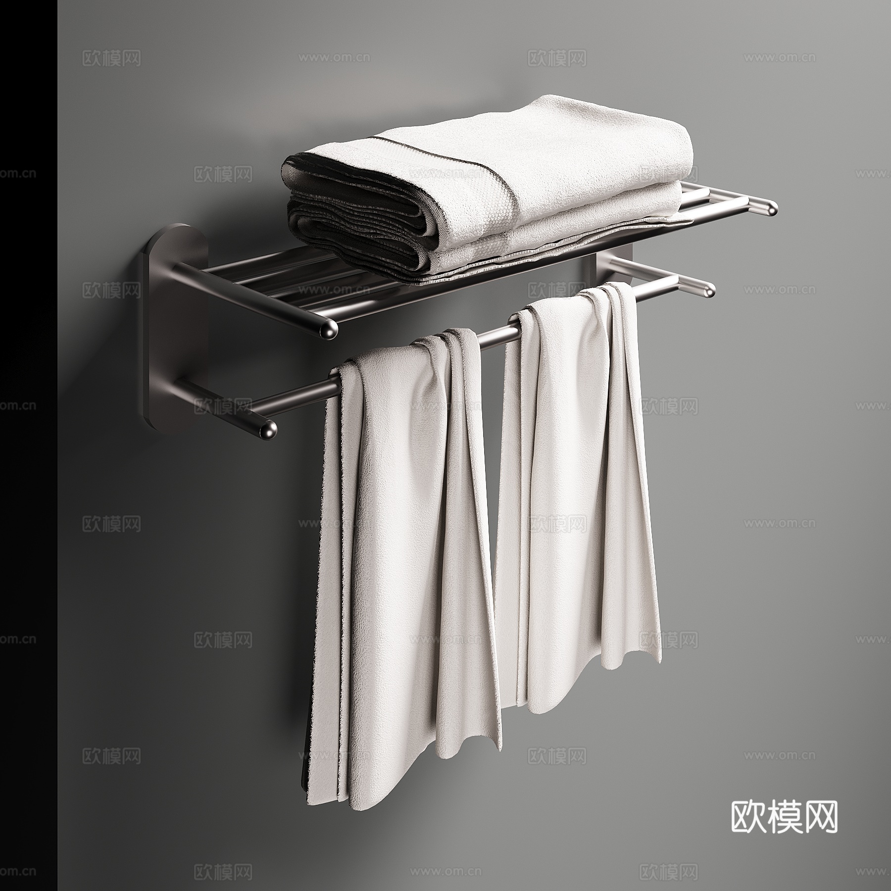 现代毛巾架 置物架 卫浴墙饰su模型
