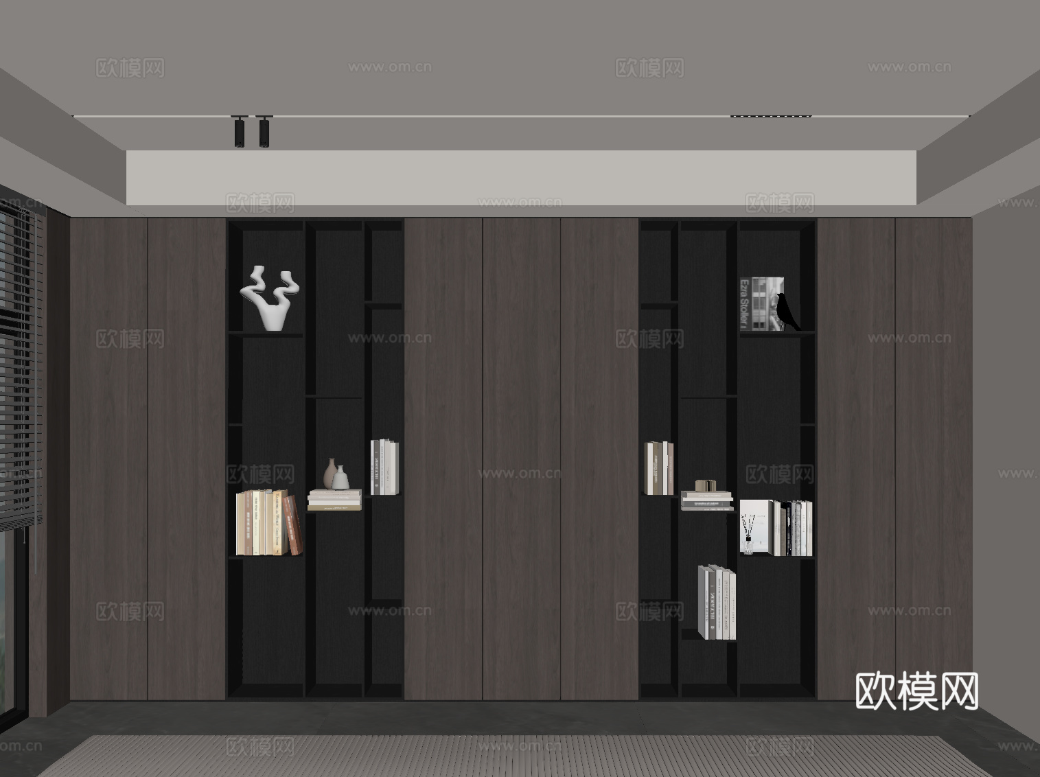 现代意式书柜 置物柜su模型