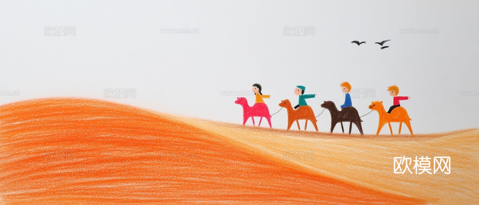 儿童房挂画手工蜡笔画手工铅笔画彩色铅笔画