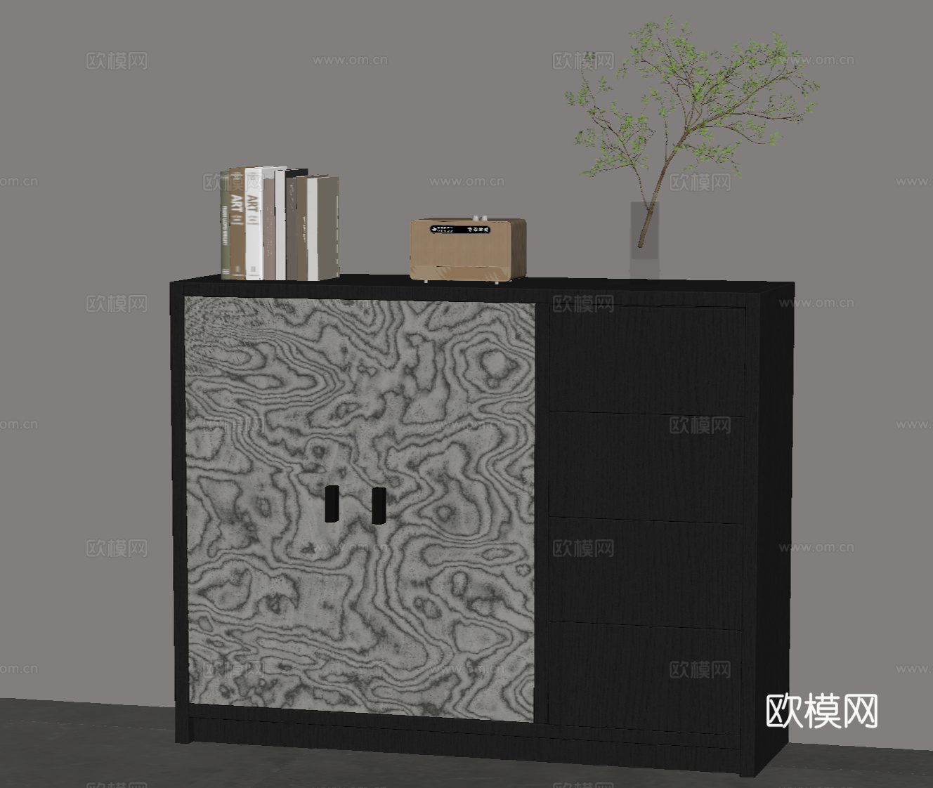 现代意式书柜 鞋柜 置物柜su模型