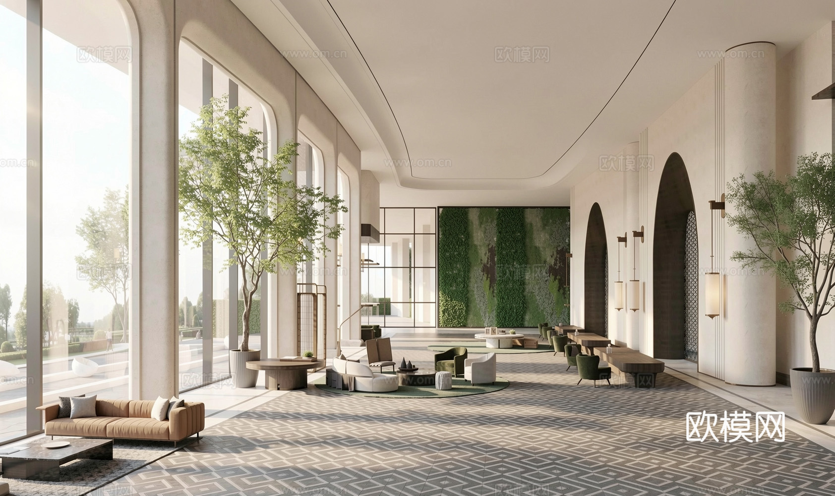 现代轻奢 售楼部  大堂su模型