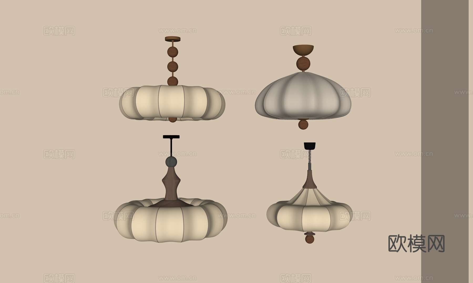 中古吊灯 中古风吊灯  中式侘寂吊灯su模型