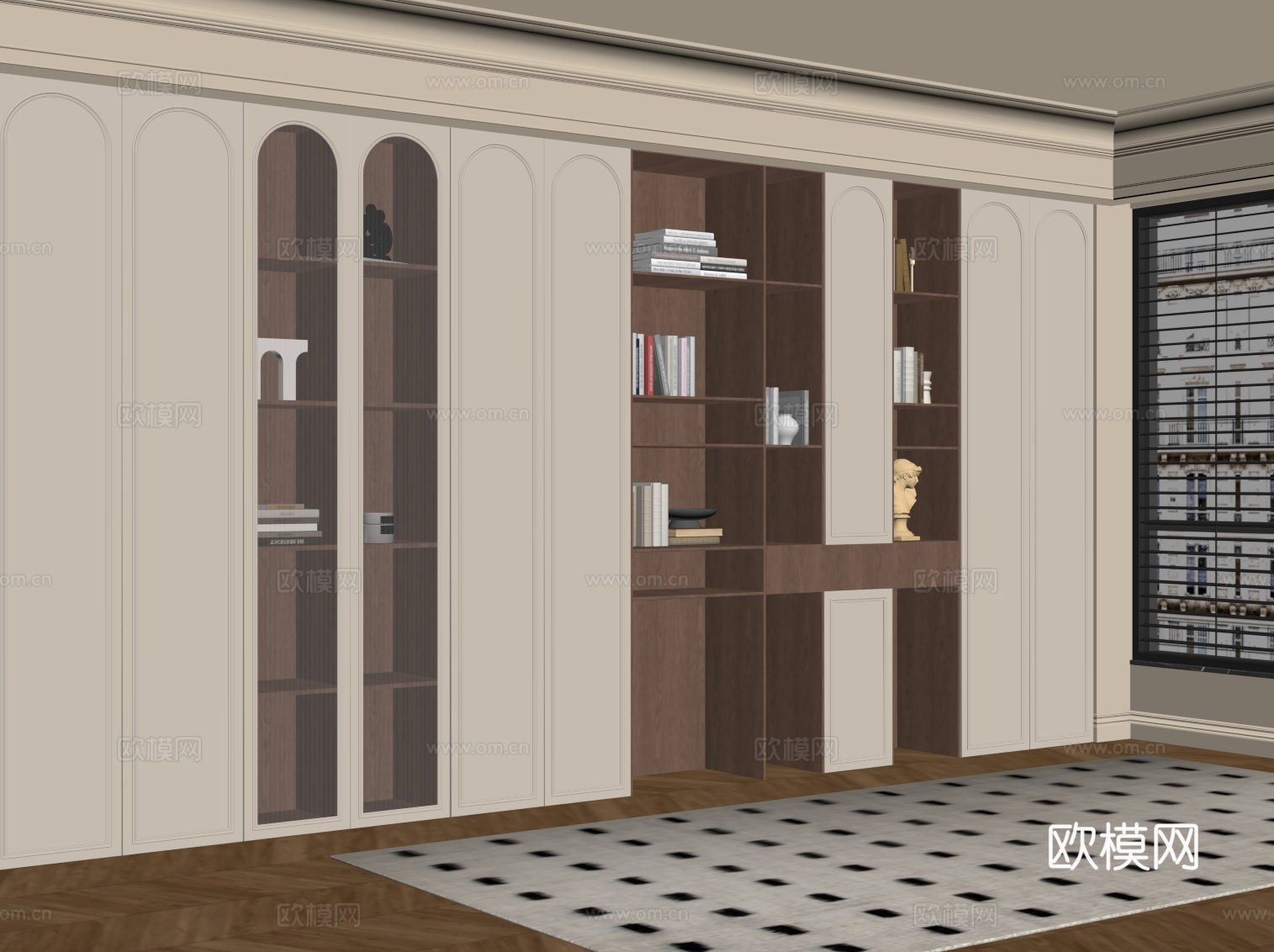 中古风书柜 置物柜su模型