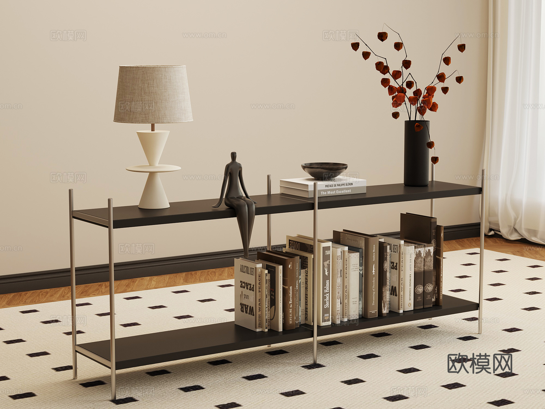 现代书架 置物架su模型
