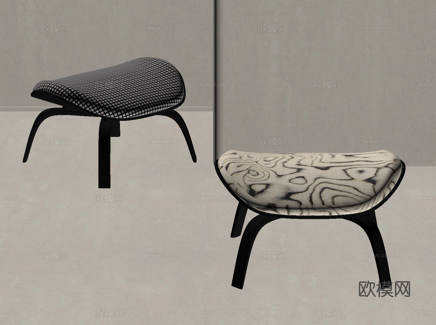 现代意式沙发凳 换鞋凳su模型