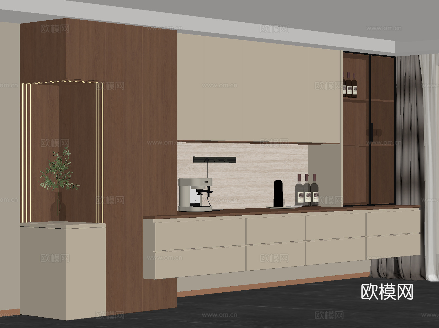 中古酒柜 餐边柜su模型