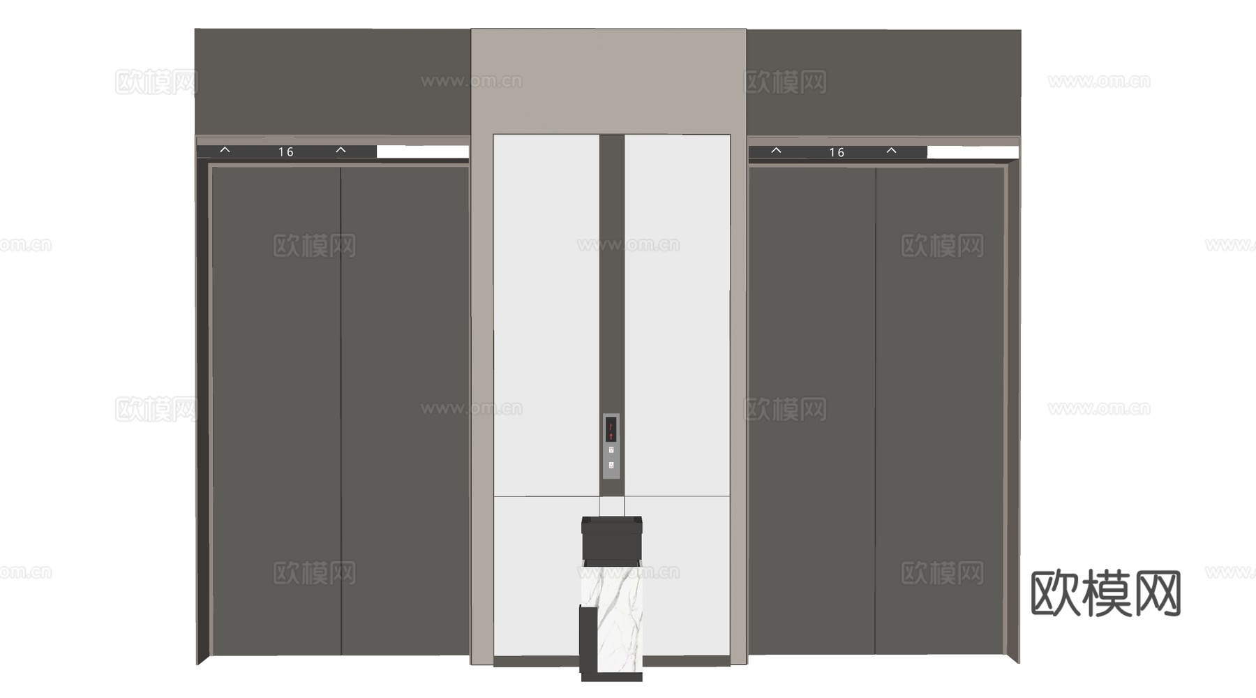 现代电梯厅 电梯门 电梯间su模型