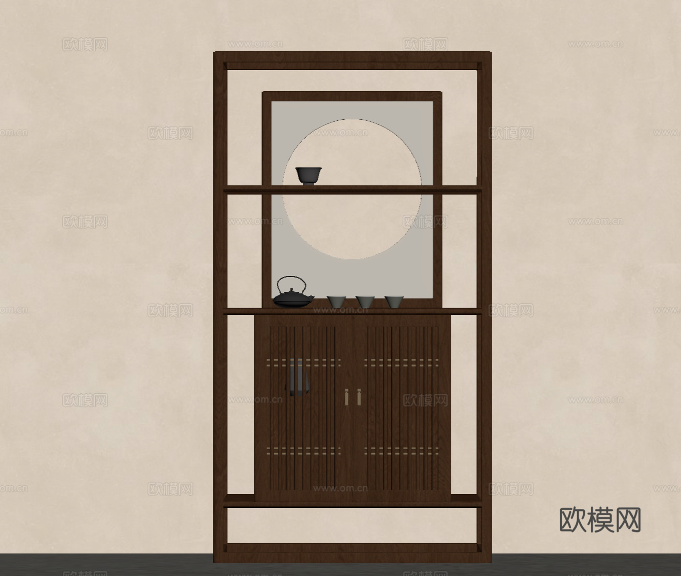 新中式茶柜 边柜su模型