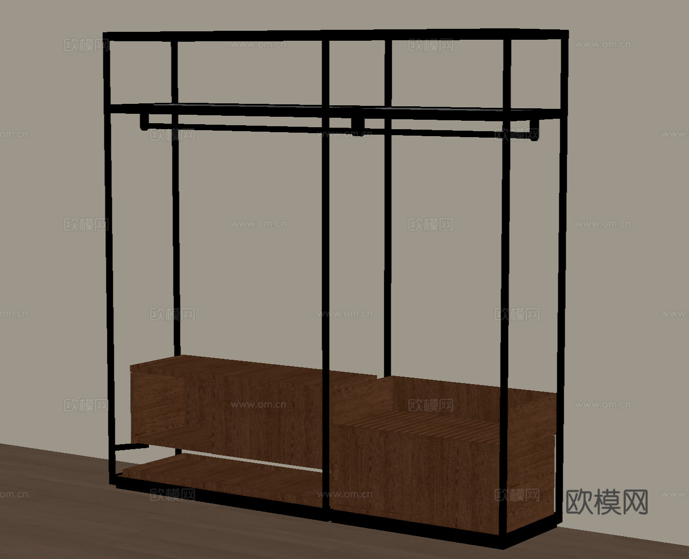 中古风衣架 新中式衣架su模型