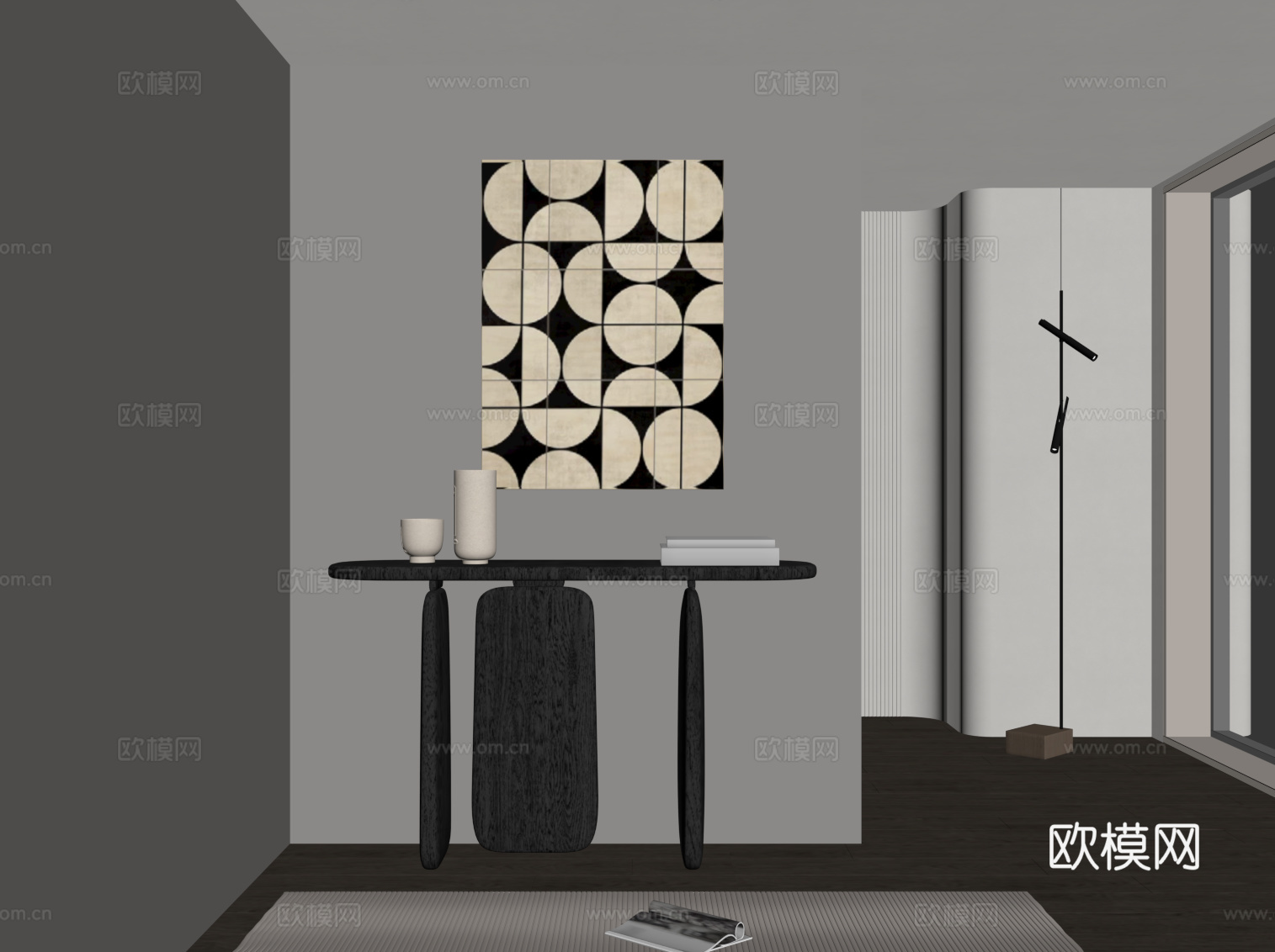 现代意式端景台su模型
