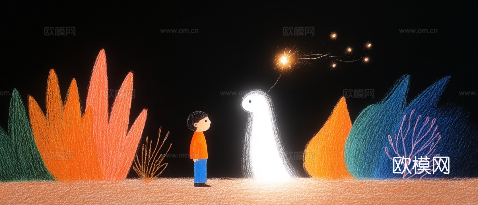 儿童房挂画手工蜡笔画手工铅笔画彩色铅笔画