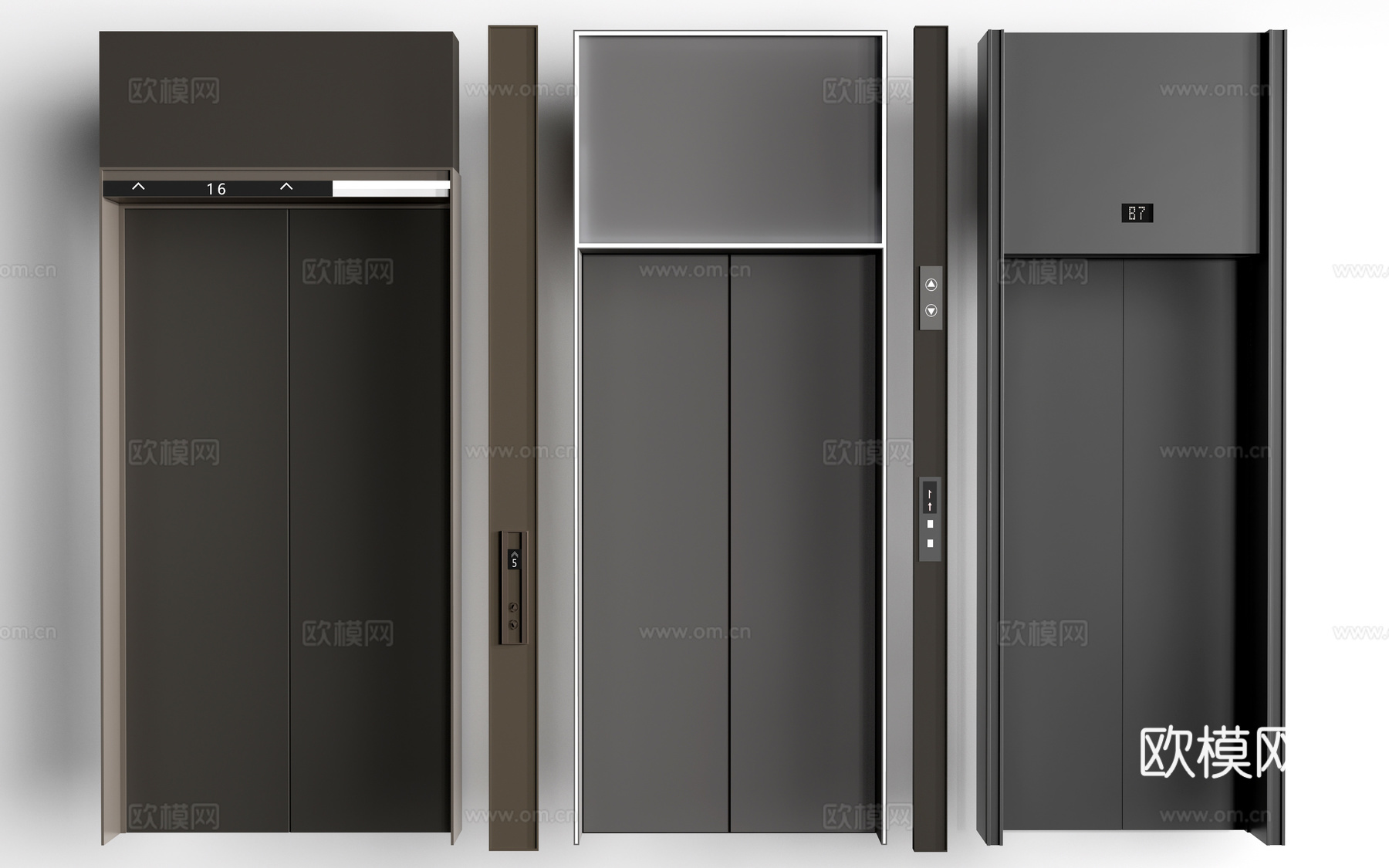 现代电梯厅 电梯门 电梯间su模型