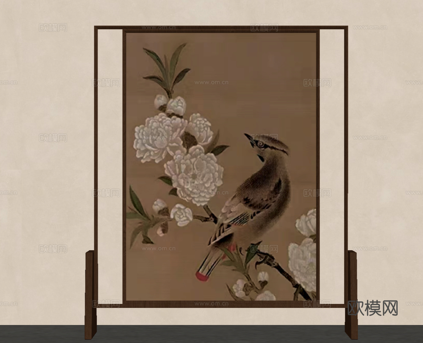 新中式屏风隔断su模型