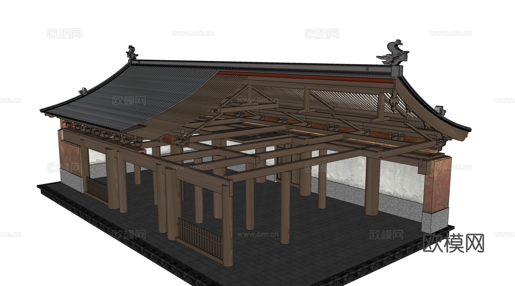 中式古建筑 古建筑构架 古建筑拆解 古建筑木框架su模型